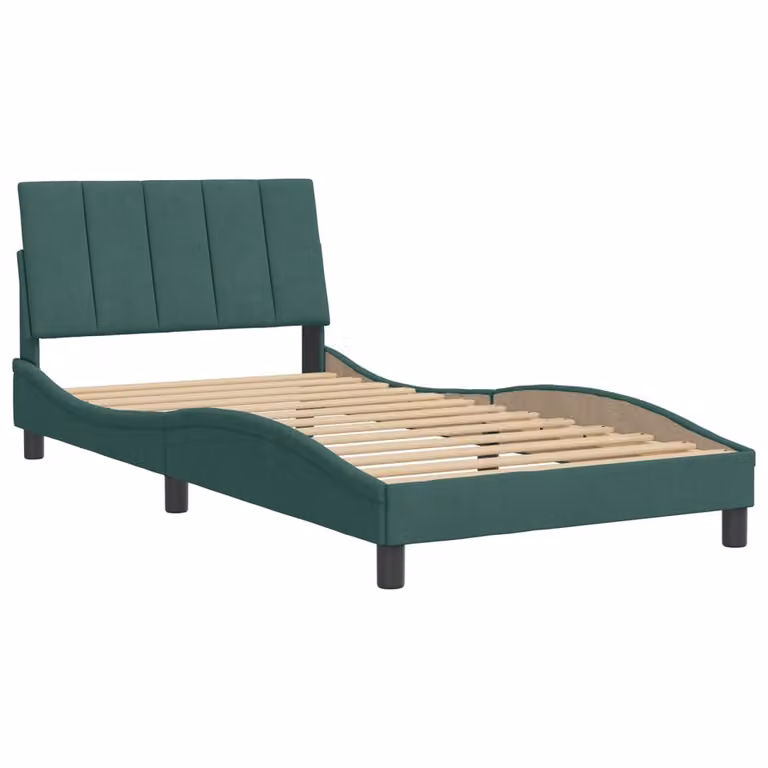 Giroletto senza Materasso Hanko Verde Scuro 100x200 cm in Velluto