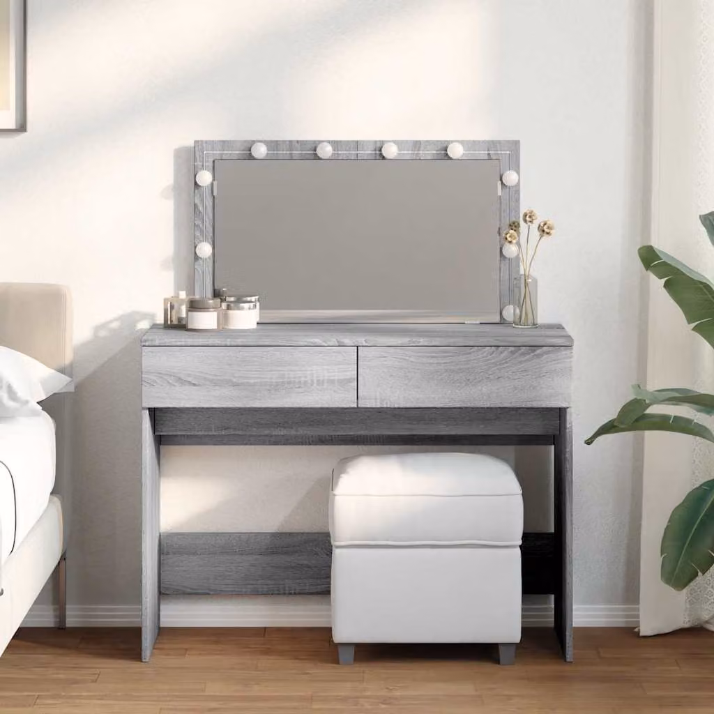 vidaXL Toeletta con LED Grigio Sonoma L: 100 cm, P: 40 cm, H: 120 cm – 1