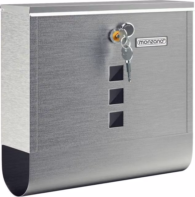 Cassetta postale da parete Monzana in acciaio inox color argento L: 30,5 cm, P: 8,5 cm, H: 33,5 cm – 1