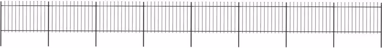 Recinzione da Giardino con Punta a Lancia in Acciaio 1426x120 cm Nero