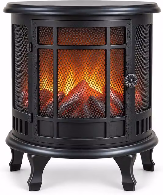 Caminetto Decorativo a LED con Effetto Fiamma Realistico, Lampada Ornamentale a Batteria Senza Calore, Design Vintage 30,5x16x35,5 cm