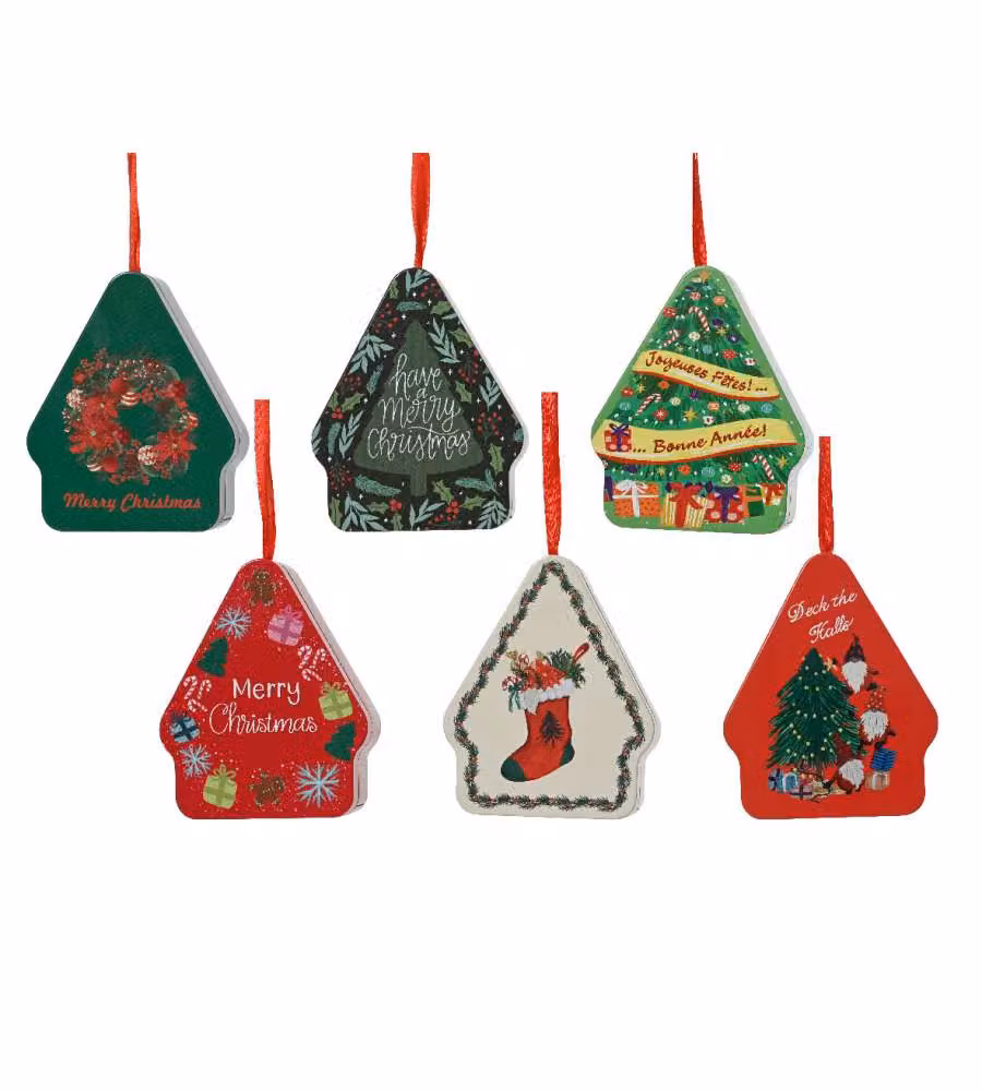 Decoris Scatola Decorativa in Metallo - Forma Albero di Natale - 10,5x8,5x4,1 cm