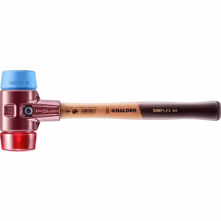 Mazza SIMPLEX soft-face con alloggiamento TE e manico in legno, Ø 60, TPE-soft / plastica