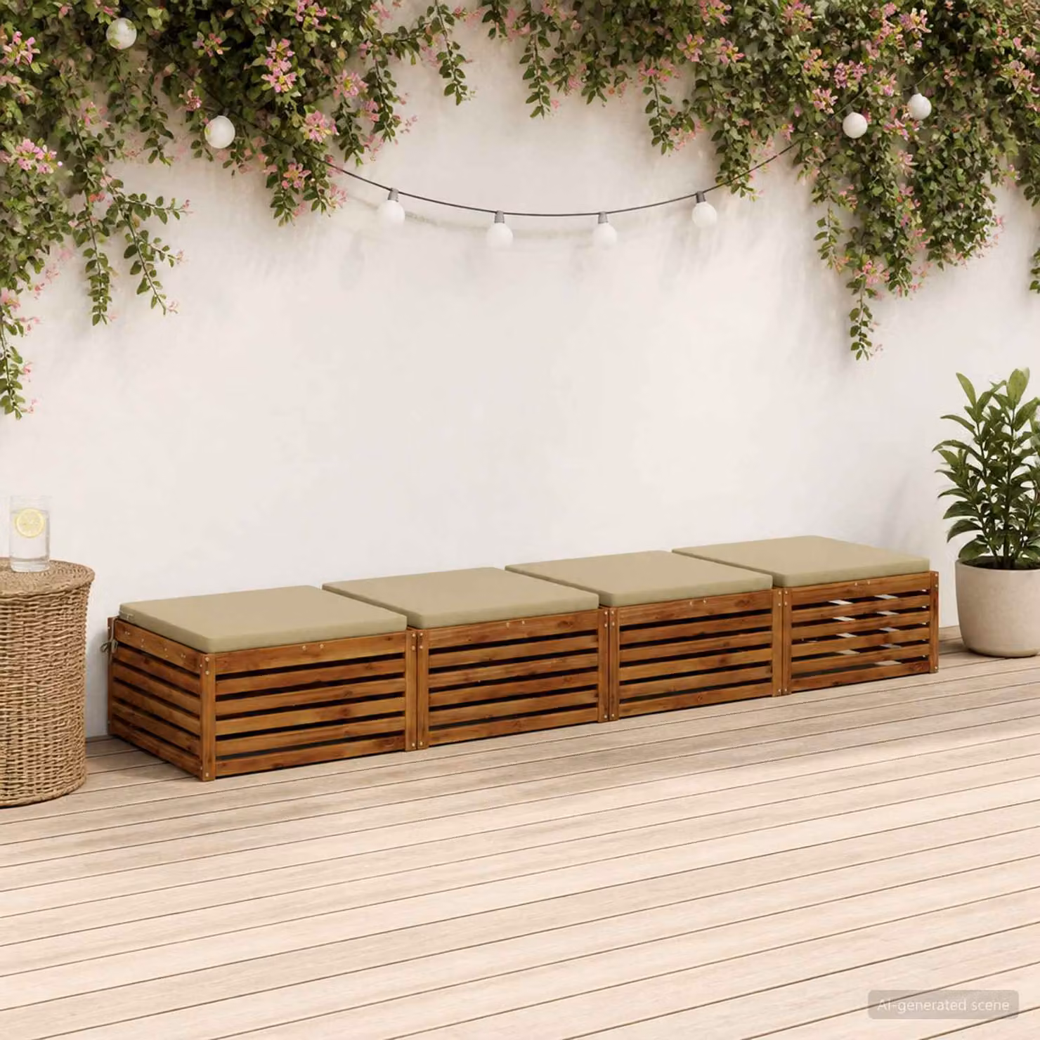 Set di 4 cuscini per sedia quadrati vidaXL in poliestere con rivestimento lavabile e resistente ai raggi UV, disponibili in verde o beige