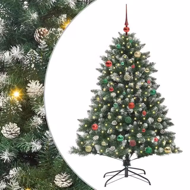 Albero di Natale artificiale verde vidaXL con 150 LED luce bianca calda, Altezza: 150 cm – 1