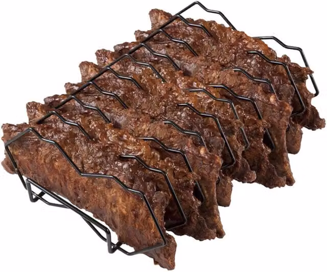 Supporto per arrosto e costine a 9 spazi in acciaio smaltato nero per barbecue Primo Kamado X-Large – 1