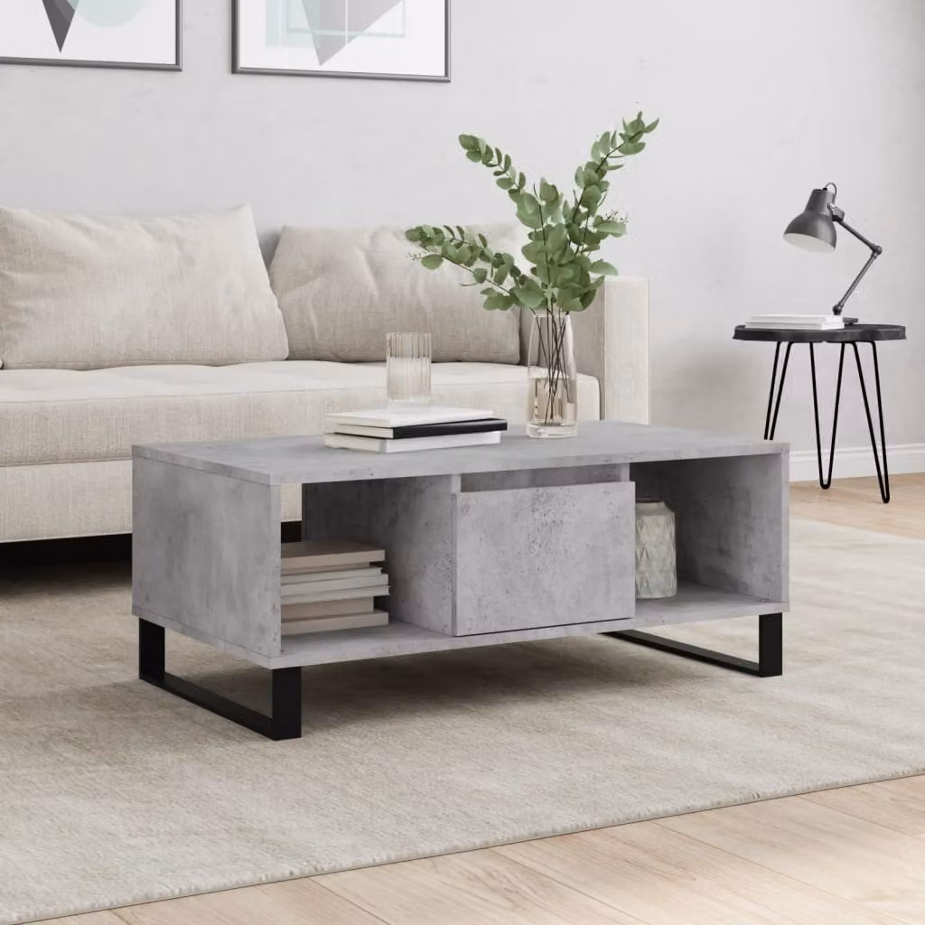 vidaXL Tavolino da salotto moderno rettangolare in grigio con base a slitta L: 90 cm, P: 50 cm, H: 36,5 cm