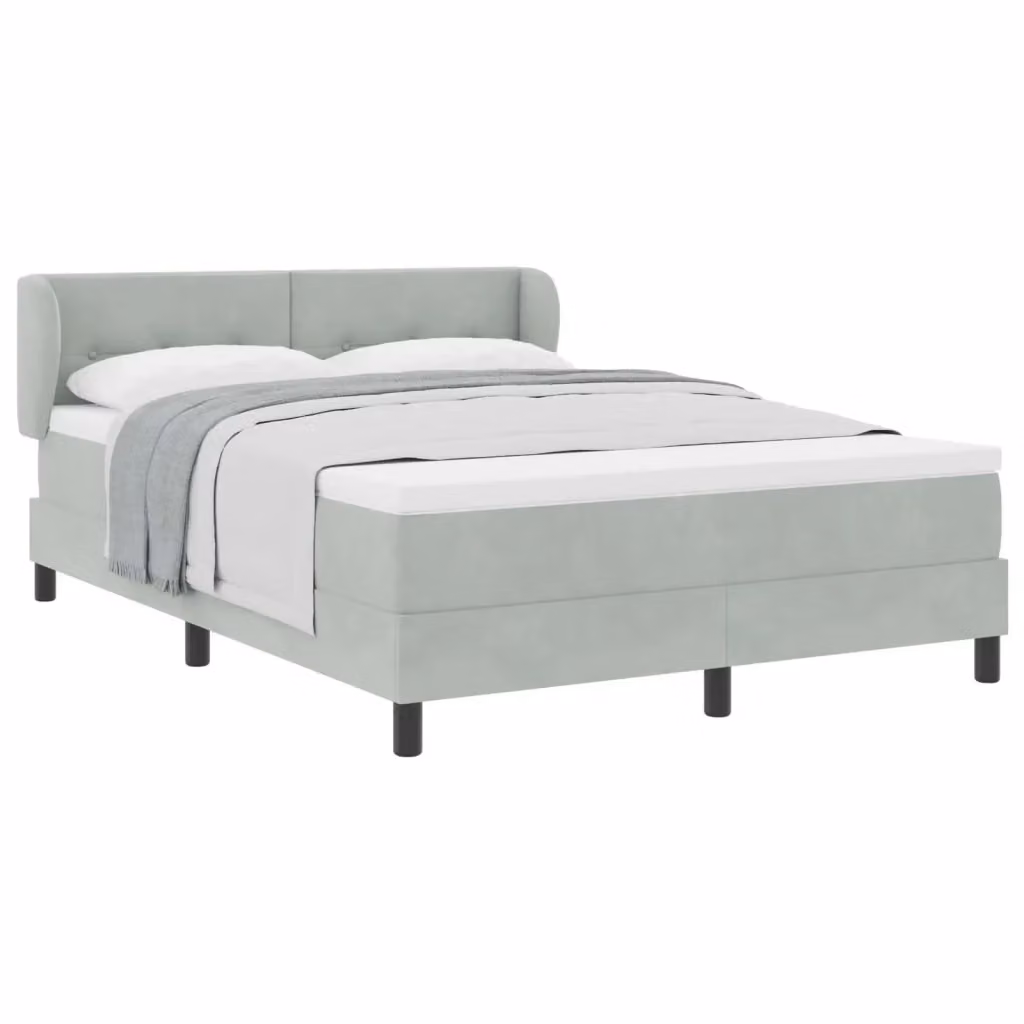 Letto a molle moderno vidaXL con testiera in velluto grigio, L/P/H: 140 x 200 cm – 2
