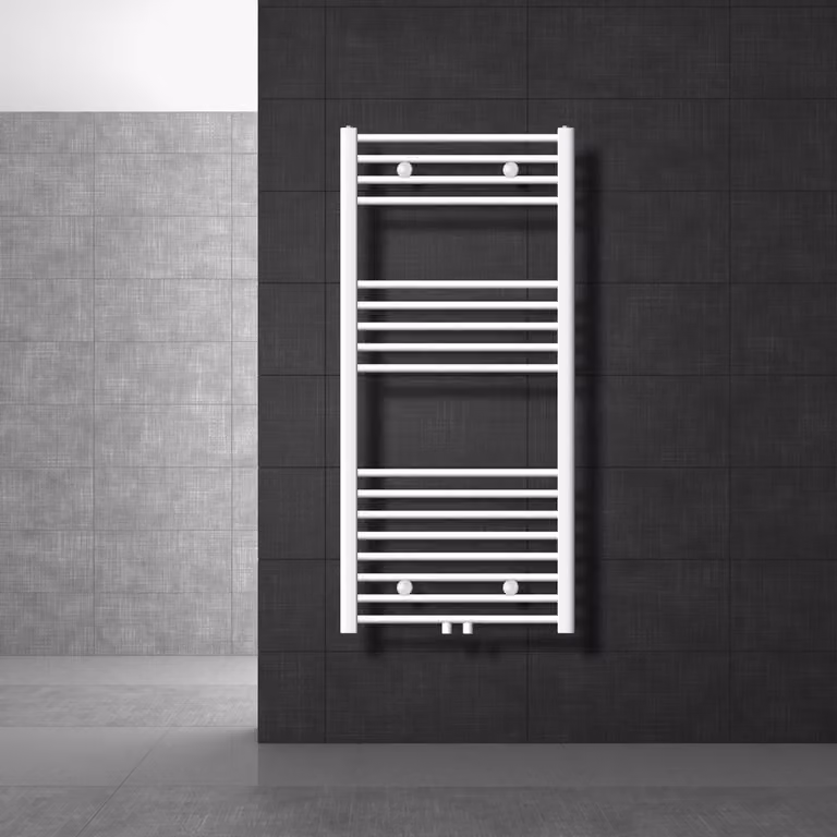 LuxeBath radiatore per bagno Sahara, 600x1200 mm, bianco, diritto con attacco centrale, senza elemento riscaldante