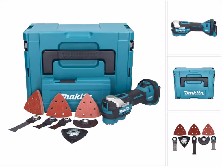 Makita DTM 52 ZJX4 utensile multifunzione a batteria 18 V Starlock Max Brushless + set di accessori da 35 pezzi + Makpac - senza batteria, senza caricabatterie