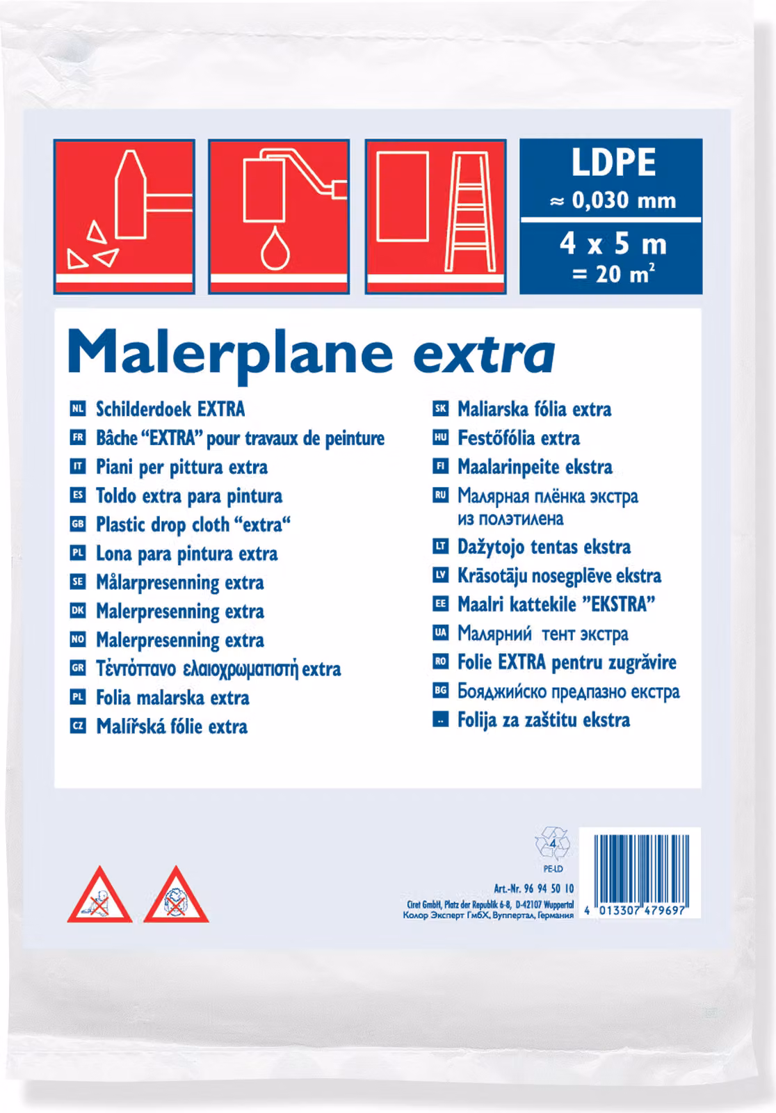WESTEX96945010 WESTEX Baufolie, LDPE, 30 my, traslucido, 4 x 5 m