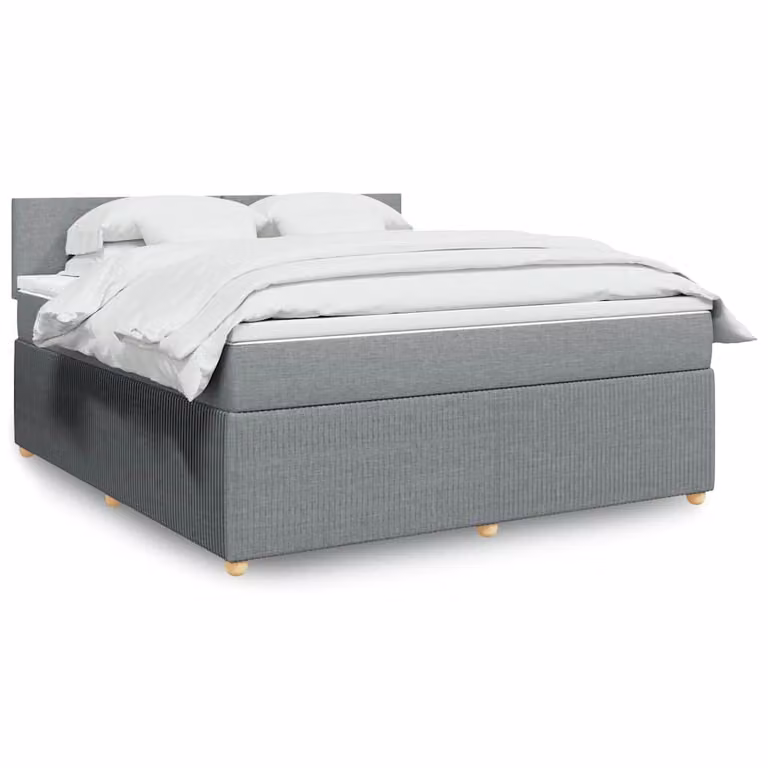 vidaXL Giroletto a Molle con Materasso Ibrido in Tessuto Grigio Chiaro e Bianco, L/P: 180 x 200 cm