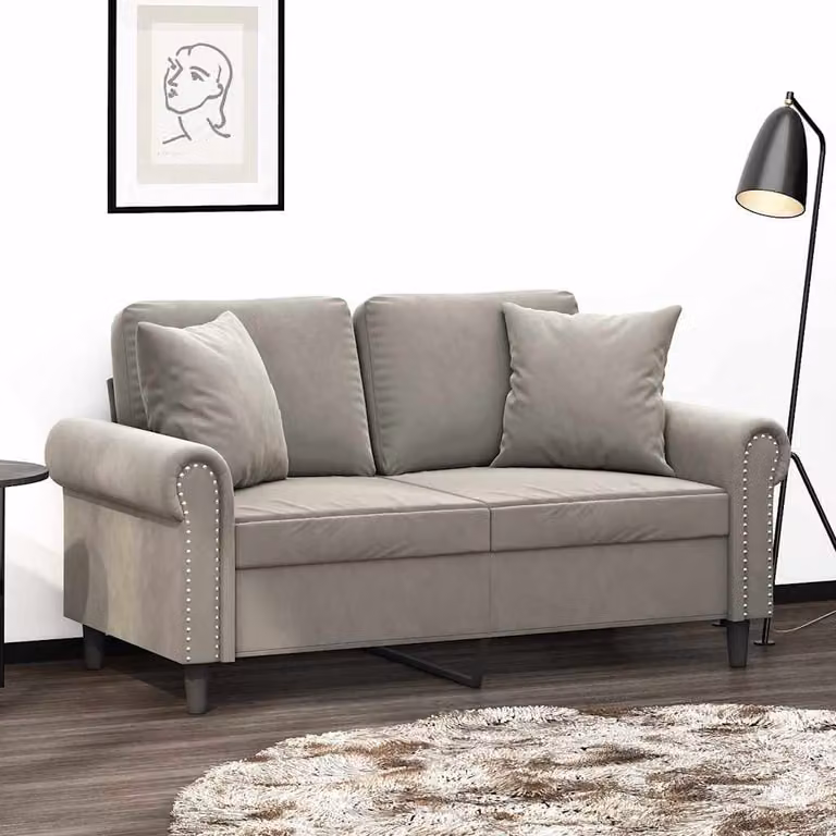 Set di 2 cuscini decorativi quadrati vidaXL in velluto grigio, L 40 x P 40 x H 40 cm