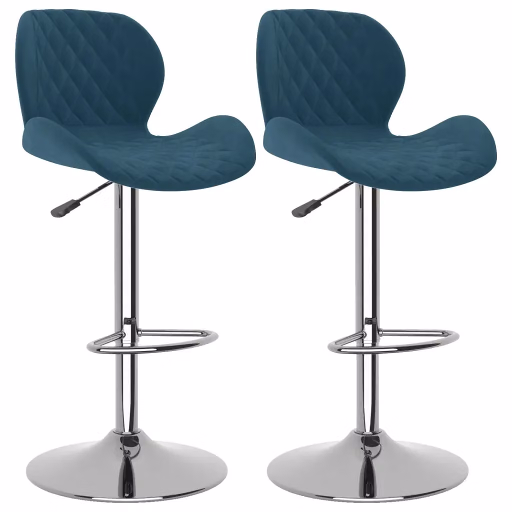 Set di 2 sgabelli da bar vidaXL in velluto blu con struttura in metallo moderno – 2