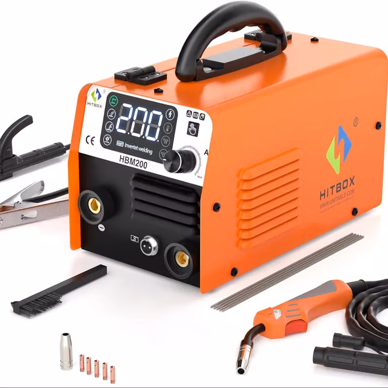 Saldatrice – MIG, TIG, MMA – Saldatura senza gas – Potenza massima: 200A – Compatta e portatile