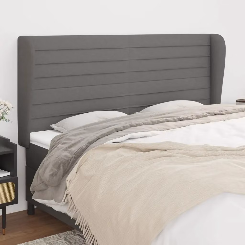 Testiera ad orecchio in tessuto grigio scuro L: 183 cm, P: 23 cm, H: 118/128 cm – 2