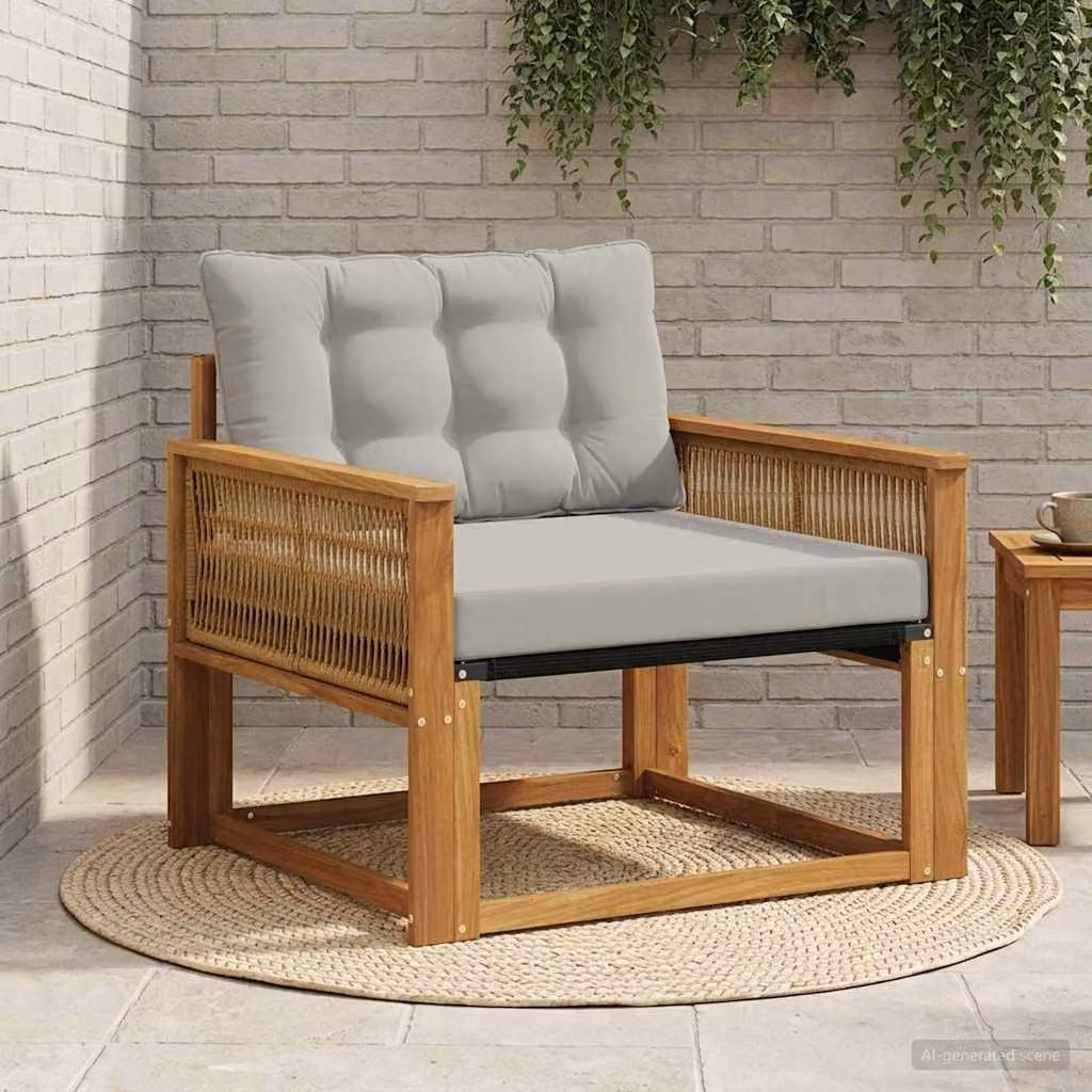 Sedia da giardino moderna vidaXL in legno di acacia massello e textilene nei colori marrone e grigio