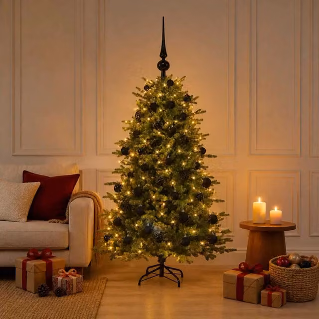 Albero di Natale artificiale con palline 150 cm 150 LED 3465598