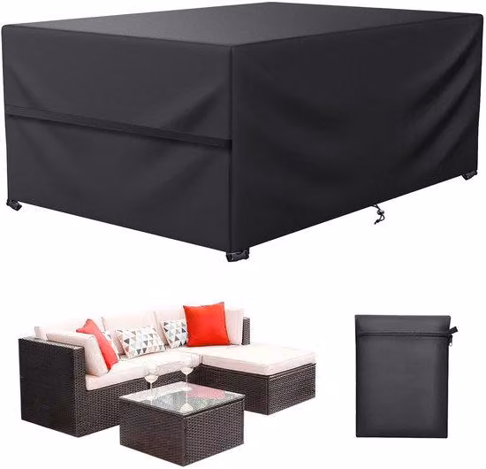 LCGOD Copertura impermeabile per mobili da giardino, telo per mobili da giardino, tessuto Oxford 600D pesante, antivento, antipolvere, resistente ai raggi UV, coperture protettive per mobili da giardino e panche, rettangolare (170 x 94 x 70 cm)
