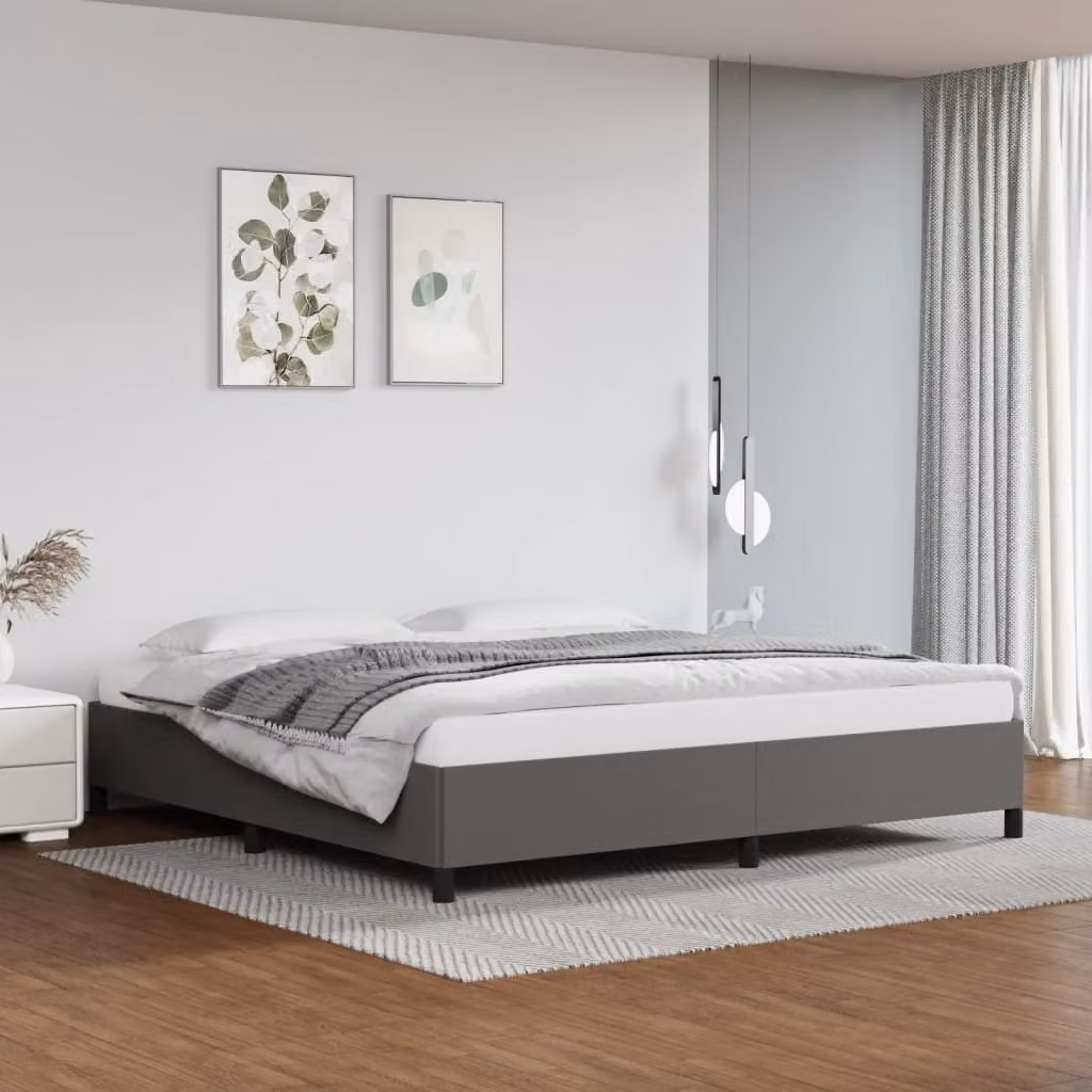 The Living Store Struttura letto grigia 200x200 cm in ecopelle