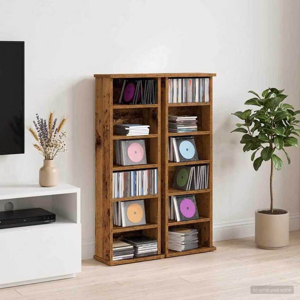 Set di 2 mobili per CD vidaXL in legno color marrone con ripiani regolabili, L 60 cm x P 17 cm x H 92 cm