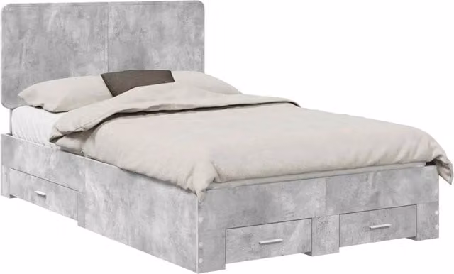 Letto matrimoniale | Letto per adulti | Struttura del letto con testiera Grigio cemento 120 x 190 cm