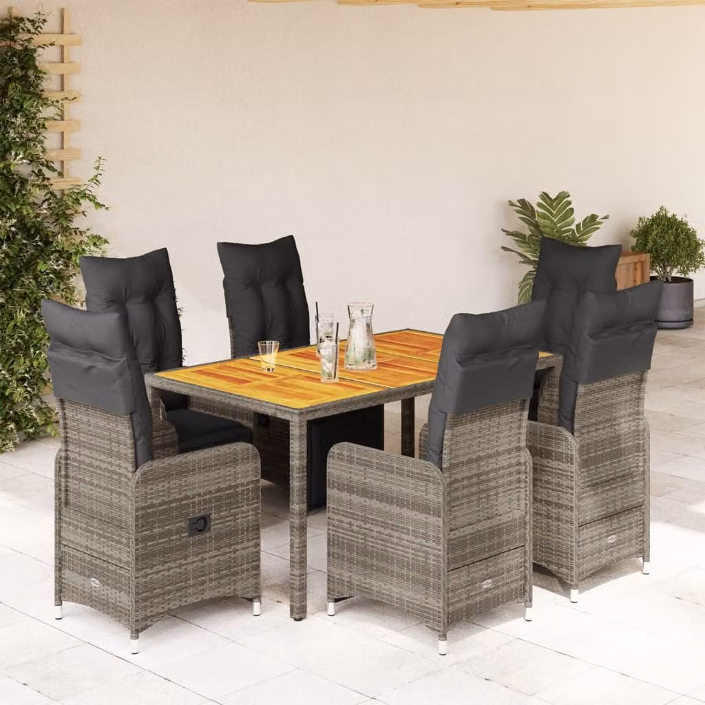 Maison Exclusive - Set da giardino bistrot 7 pezzi con cuscini grigio in polyrattan