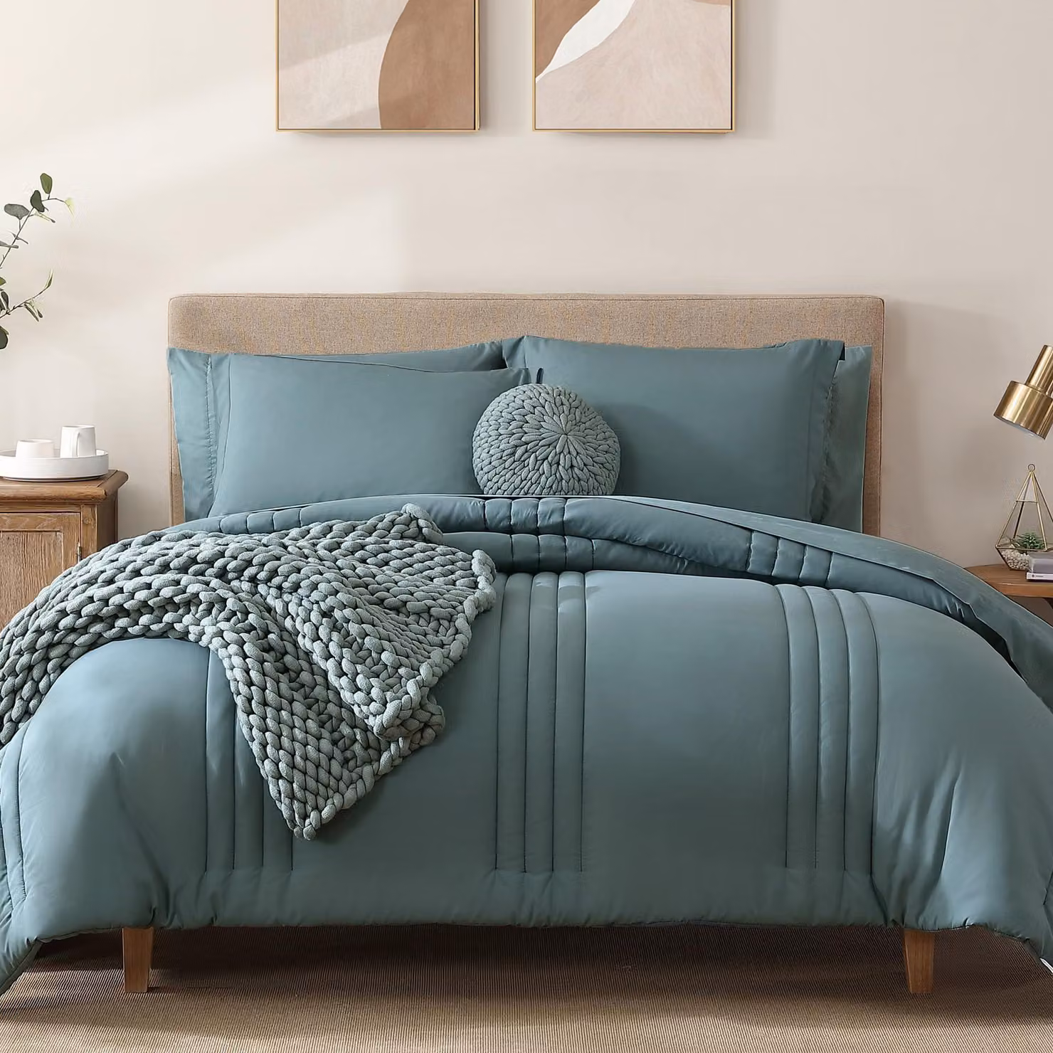Copripiumino matrimoniale king size, leggero, 240x220 cm, composto da 7 pezzi, adatto per tutte le stagioni