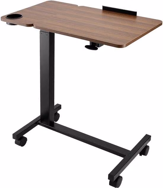 Tavolino da notte regolabile con scrivania, regolabile in altezza e angolazione, dotato di rotelle, ideale per la casa, l'ufficio e lo studio, realizzato in legno con design nero
