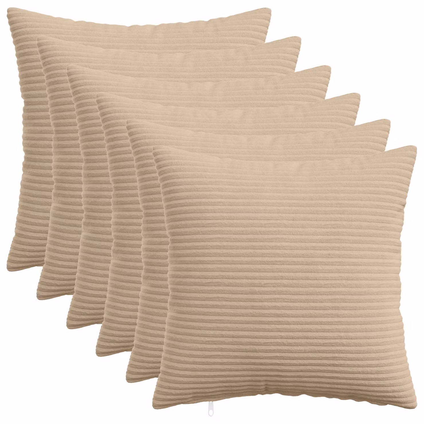 Set di 6 federe vidaXL HEERLEN in velluto a coste, colore tortora, 40 x 40 cm