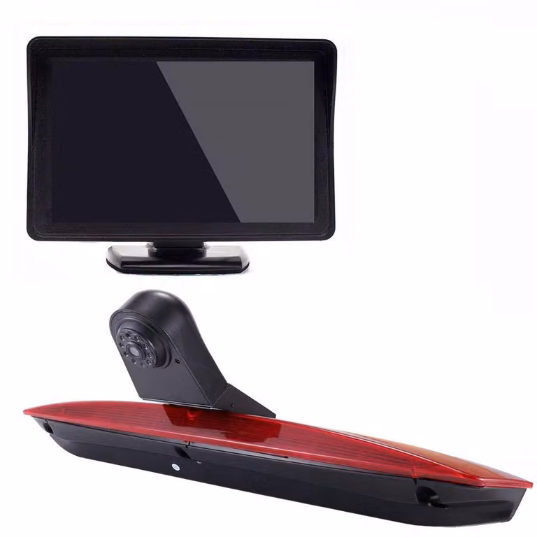 Telecamera per retromarcia HD con luci di stop integrate - Monitor LCD da 4,3 pollici - Ampio angolo di visione (150-170°) - Impermeabile - Adatta per furgoni, camper e automobili - Visione notturna
