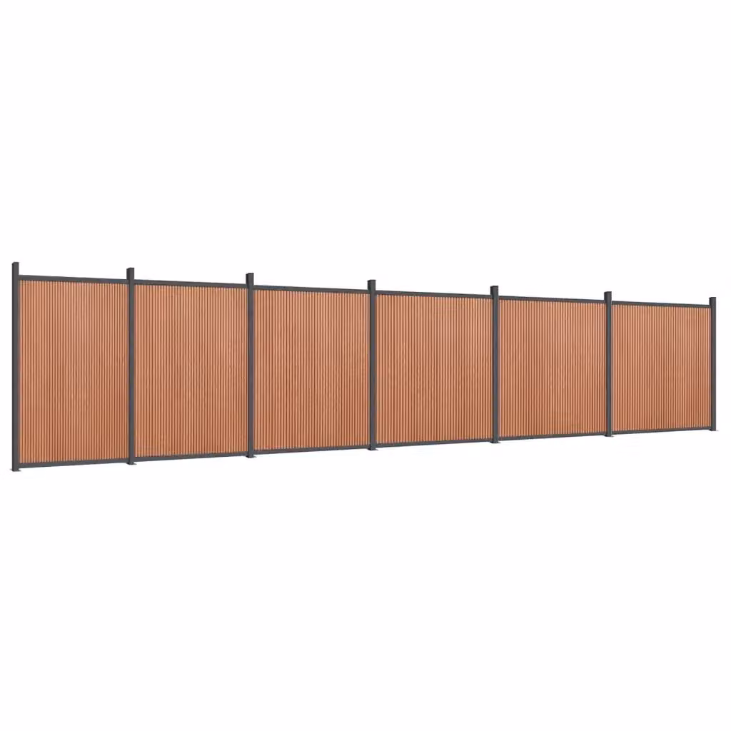 Pannello di Recinzione vidaXL in WPC e Alluminio Marrone L: 1045 cm, H: 186 cm – 2