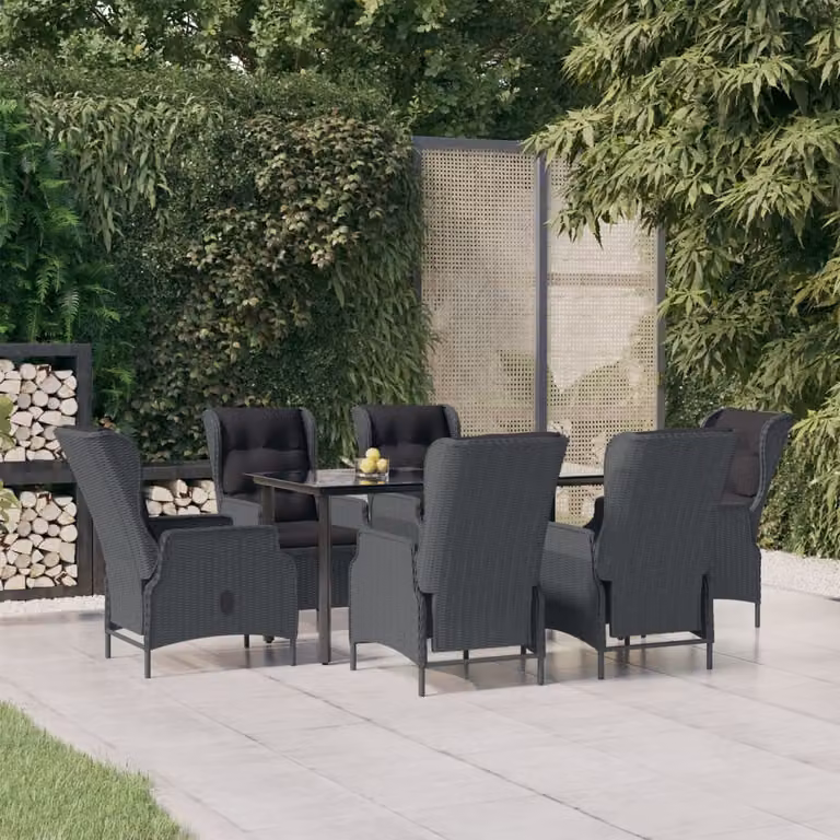 Maison Exclusive - Set da pranzo da giardino da 7 pezzi in rattan sintetico grigio scuro