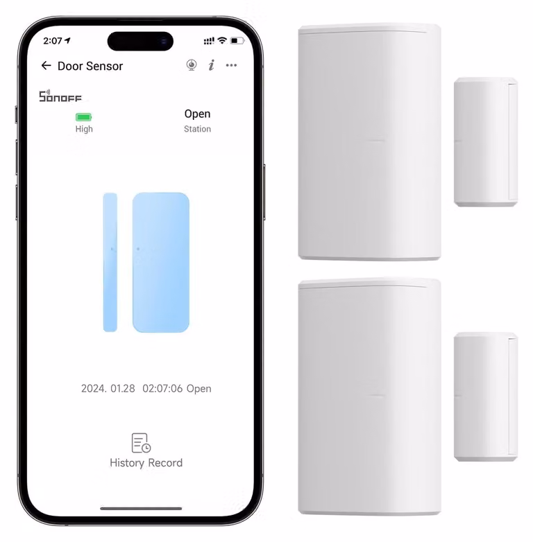 SONOFF SNZB-04P, sensore Zigbee per porte e finestre, contatto intelligente per porte e finestre, sistema di allarme. Richiede un hub Zigbee. Sensore per porte e finestre per la casa intelligente, compatibile con Alexa e Google Assistant (confezione da 2)