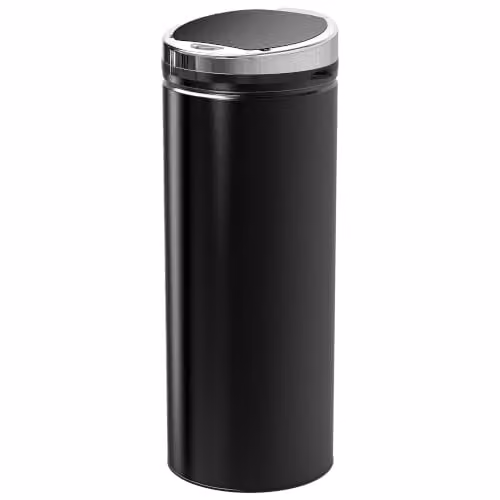 HOMCOM Pattumiera automatica da 50 l, cestino da cucina in acciaio zincato con sensore di movimento e vassoio interno rimovibile, nero