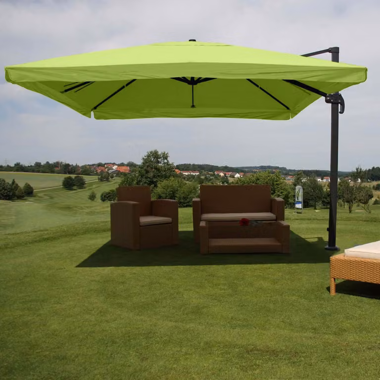 Ombrello semaforo gastronomico HWC-A96, ombrellone, 3x3m (Ø4,24m) poliestere/alluminio 23kg ~ falda, verde senza supporto