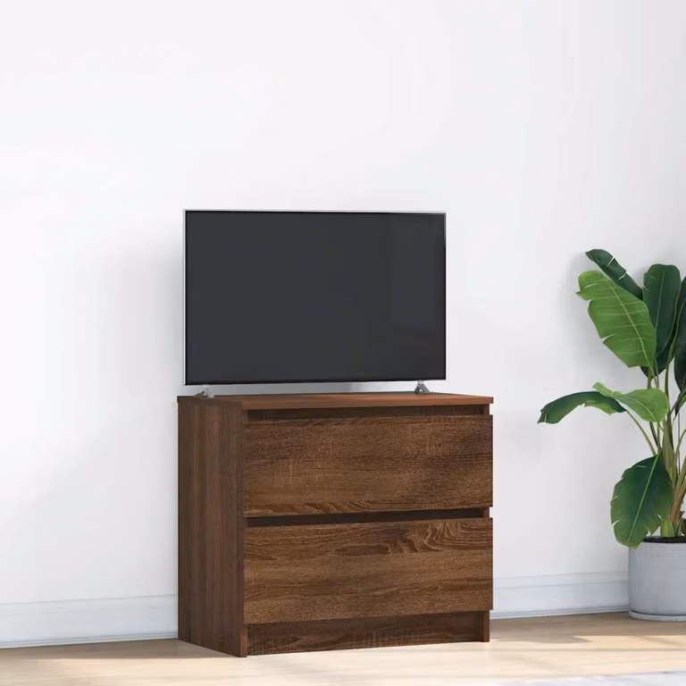 Mobile TV vidaXL in legno multistrato marrone con ruote L 60 cm, P 35 cm, H 54 cm