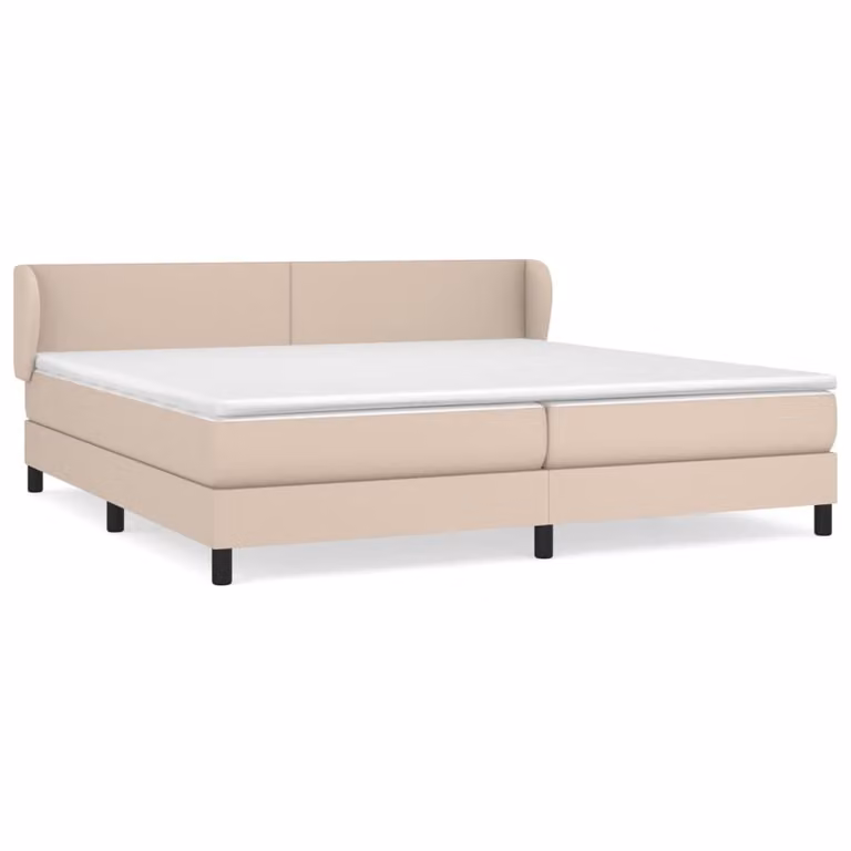 Giroletto a Molle con Materasso Cappuccino 200x200cm Pelle finta