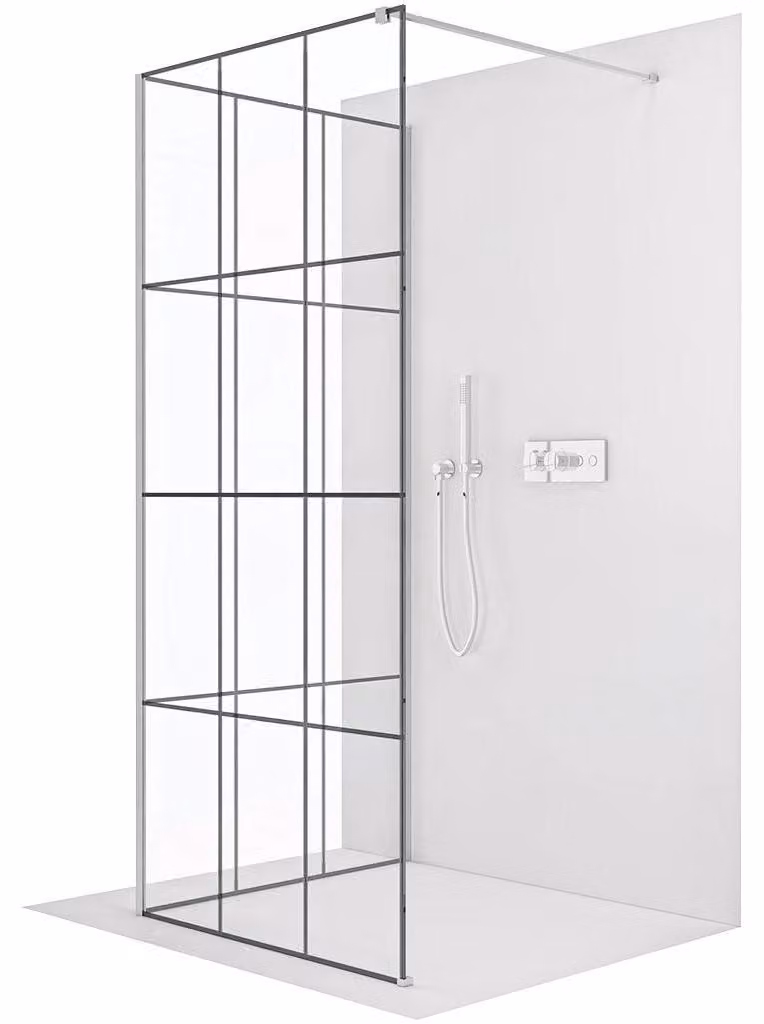 Pannello doccia angolare "walk-in" Onyx Corner Cube, destro/sinistro - 8 mm - montante quadrato - cromato, vetro temperato - 140x120x200 cm