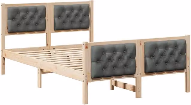 Letto matrimoniale | Letto per adulti | Struttura del letto Grigio scuro 120 x 200 cm Pino massello
