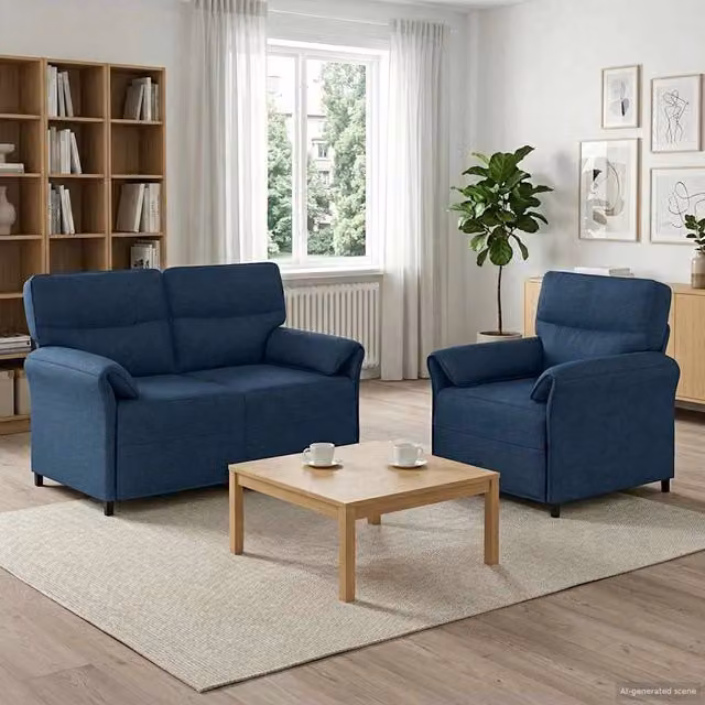 Set di divani 2 pz Blu Tessuto 3424851
