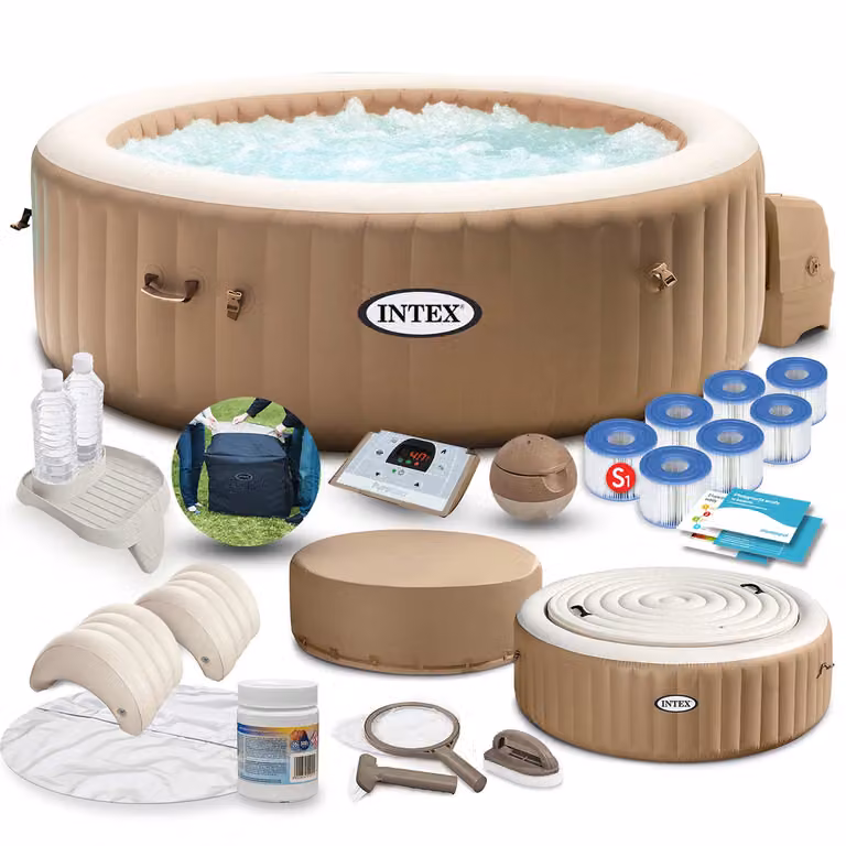 Jacuzzi gonfiabile con idromassaggio 196 x 71 cm 4 persone + accessori premium INTEX 28476