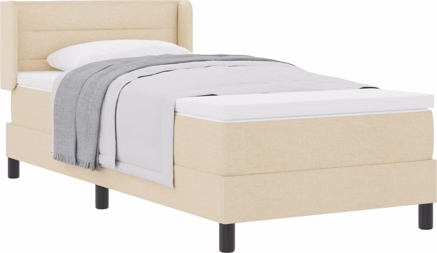 Letto boxspring vidaXL con testiera color crema 200 x 100 cm in tessuto