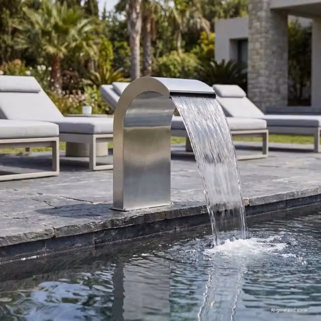Cascata da Piscina con Luce LED Acciaio Inox 304 42040589