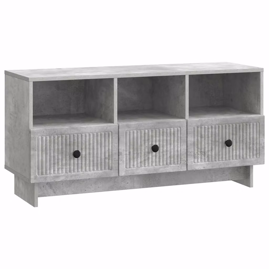Mobile TV moderno in legno e MDF con cassetto, colore Grigio Cemento, L: 102 cm, P: 34,5 cm, H: 50 cm – 2