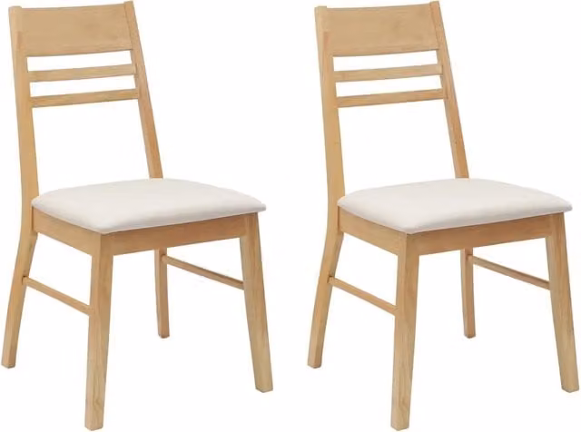 Set di 2 sedie da pranzo e cucina in legno di gomma con rivestimento in tessuto, L: 43 cm, P: 54 cm, H: 89 cm