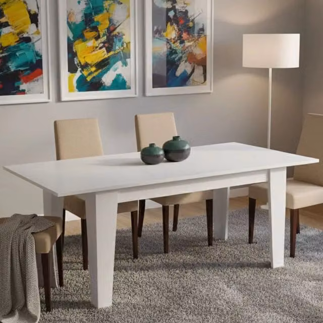 Tavolo rettangolare allungabile DMORA bianco moderno L/P/H: 200 x 88 x 78 cm