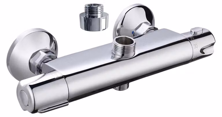 Miscelatore termostatico per doccia, cromato, dimensioni 261x535 mm, con protezione anti-scottatura
