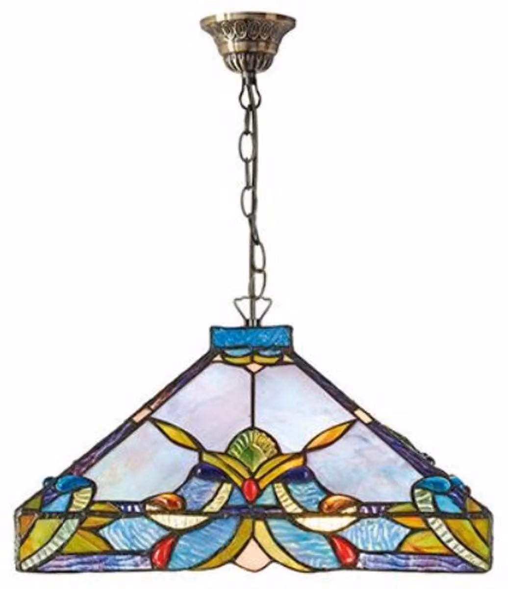 Lampada a sospensione Casa Padrino Tiffany, vetro colorato, diametro 36 cm, altezza 92 cm. Lampada a sospensione realizzata a mano in vetro e metallo