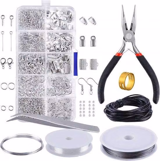 Set di gioielli per adulti - Set di attrezzi in ferro - Set per la creazione di gioielli in argento - 15*13*5,5 cm